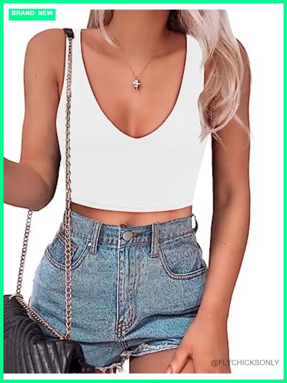 Women's Crop Top Deep V Neck Sleeveless Backless Double Lined Tank Top